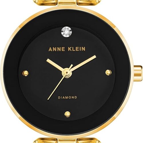 Anne Klein Women’s Genuine Diamond Dial Bangle Watch / Black Gold
